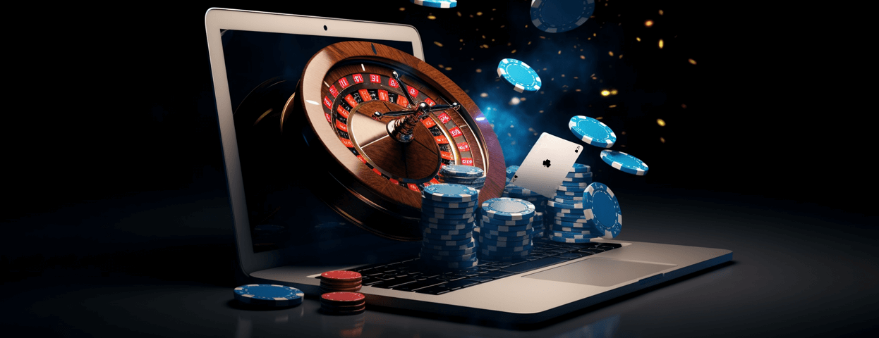 Casino wheel going through laptop